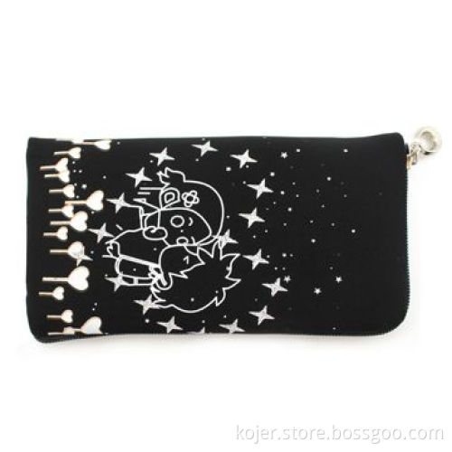 Black Velvet Zipper Bag for Apple's iPhone 4, with Quality Zipper Slider and Lanyard